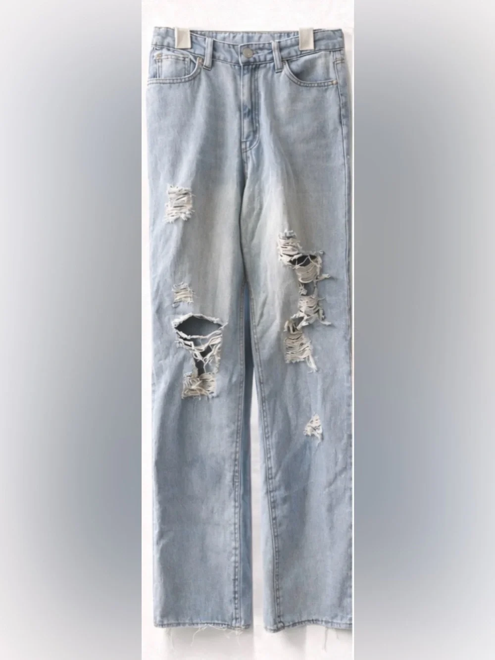 Madden NYC Light Wash Distressed Wide Leg Jeans Size 5 - Picture 12 of 16